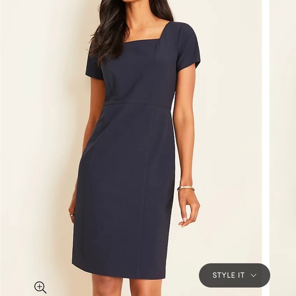 Ann Taylor Square Neck Sheath Dress in Seasonless Stretch - Picture 3 of 5